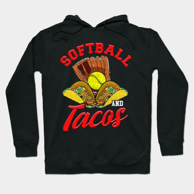 Cute Softball and Tacos Novelty Soft Ball Player Hoodie by theperfectpresents